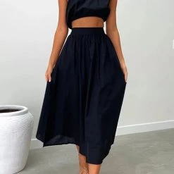 Levency New In One Shoulder Crop Maxi Skirts Set 24 Levency New In One Shoulder Crop Maxi Skirts Set