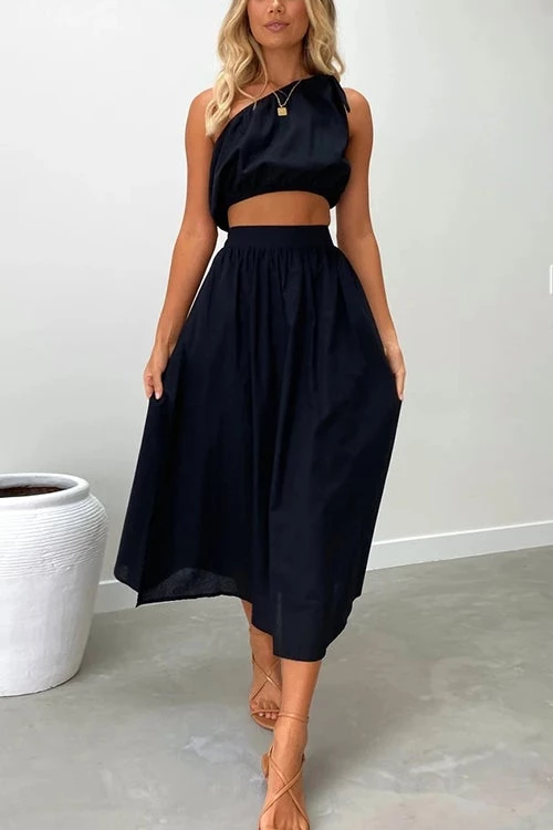 Levency New In One Shoulder Crop Maxi Skirts Set 4 Levency New In One Shoulder Crop Maxi Skirts Set