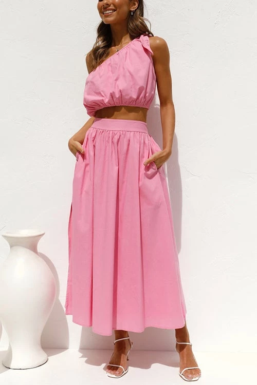Levency New In One Shoulder Crop Maxi Skirts Set 3 Levency New In One Shoulder Crop Maxi Skirts Set