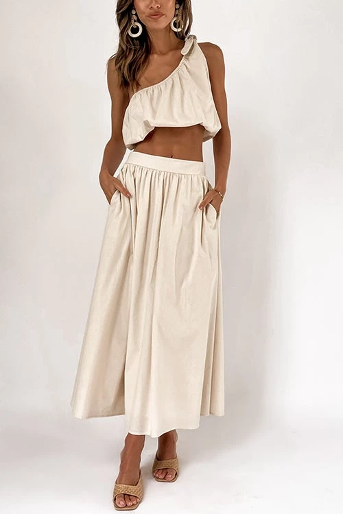 Levency New In One Shoulder Crop Maxi Skirts Set 9 Levency New In One Shoulder Crop Maxi Skirts Set