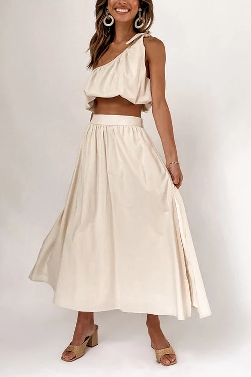 Levency New In One Shoulder Crop Maxi Skirts Set 5 Levency New In One Shoulder Crop Maxi Skirts Set