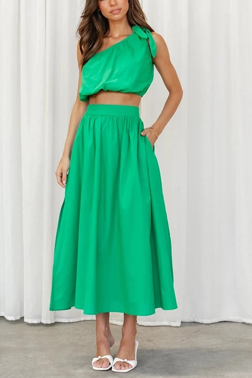 Levency New In One Shoulder Crop Maxi Skirts Set 10 Levency New In One Shoulder Crop Maxi Skirts Set
