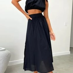 Levency New In One Shoulder Crop Maxi Skirts Set 34 Levency New In One Shoulder Crop Maxi Skirts Set