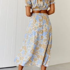 Levency New In Floral Knot Crop Maxi Skirts Set