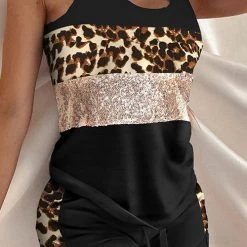 Levency New In Letter Print Tank Top & Short Pants Set