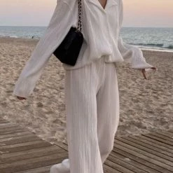 Levency Pleated Oversized Shirt And Trouser Set New In