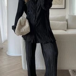 Levency Pleated Oversized Shirt And Trouser Set New In