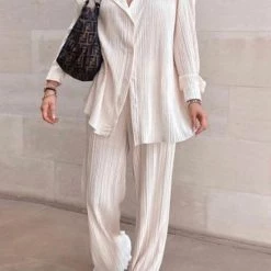 Levency Pleated Oversized Shirt And Trouser Set New In