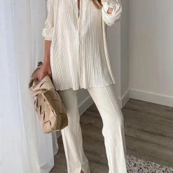 Levency Pleated Oversized Shirt And Trouser Set New In