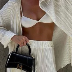 Levency Pleated Oversized Shirt And Trouser Set New In