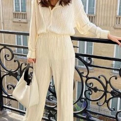 Levency Pleated Oversized Shirt And Trouser Set New In