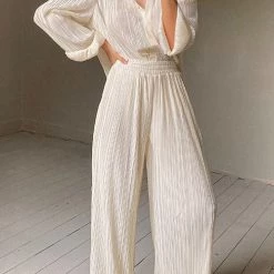 Levency Pleated Oversized Shirt And Trouser Set New In