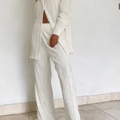 Levency Pleated Oversized Shirt And Trouser Set New In