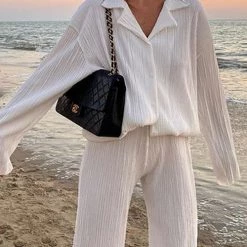 Levency Pleated Oversized Shirt And Trouser Set New In