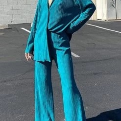 Levency Pleated Oversized Shirt And Trouser Set New In