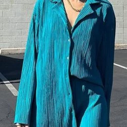 Levency Pleated Oversized Shirt And Trouser Set New In