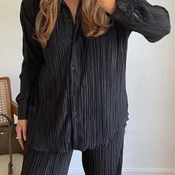 Levency Pleated Oversized Shirt And Trouser Set New In