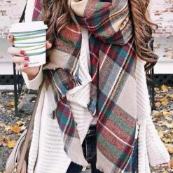 Levency New In Plaid Blanket Scarf