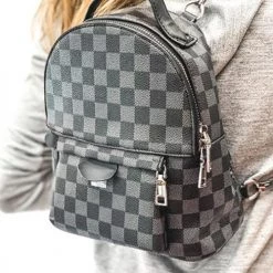 Levency Luxe Checkered Mini Backpack 14 Levency Luxe Checkered Mini Backpack