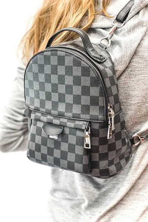 Levency Luxe Checkered Mini Backpack 3 Levency Luxe Checkered Mini Backpack