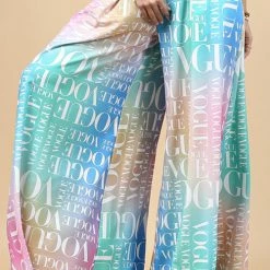 Levency New In College Print High Waist Wide Leg Pants