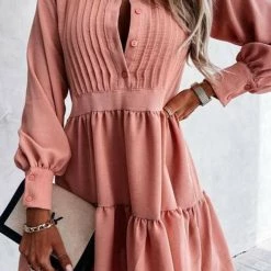 Levency Button Layered Long Sleeve Mini Dress New In 13 Levency Button Layered Long Sleeve Mini Dress New In