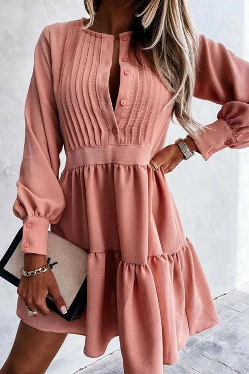 Levency Button Layered Long Sleeve Mini Dress New In 5 Levency Button Layered Long Sleeve Mini Dress New In