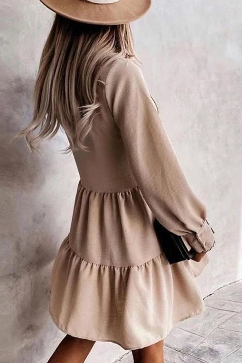 Levency Button Layered Long Sleeve Mini Dress New In 6 Levency Button Layered Long Sleeve Mini Dress New In