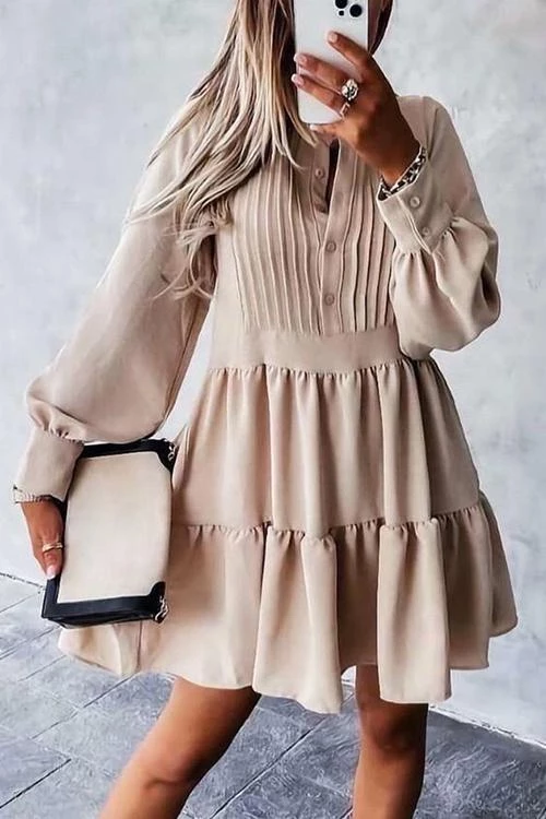 Levency Button Layered Long Sleeve Mini Dress New In 3 Levency Button Layered Long Sleeve Mini Dress New In