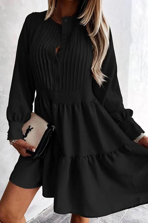 Levency Button Layered Long Sleeve Mini Dress New In 7 Levency Button Layered Long Sleeve Mini Dress New In