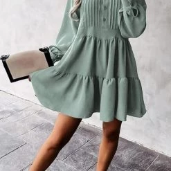 Levency Button Layered Long Sleeve Mini Dress New In 16 Levency Button Layered Long Sleeve Mini Dress New In
