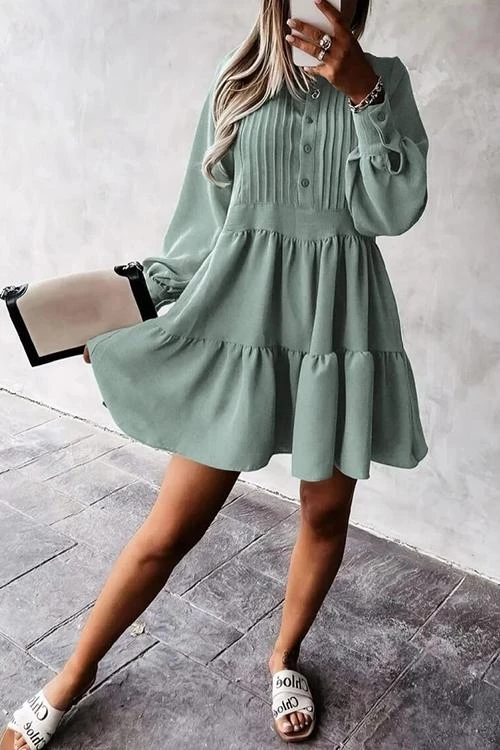 Levency Button Layered Long Sleeve Mini Dress New In 8 Levency Button Layered Long Sleeve Mini Dress New In