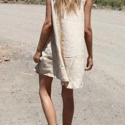 Levency New In Pockets O Neck Mini Dress