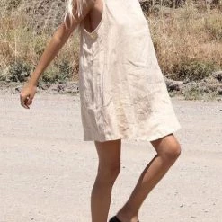 Levency New In Pockets O Neck Mini Dress