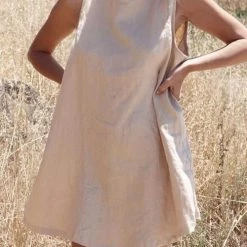 Levency New In Pockets O Neck Mini Dress