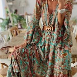 Levency Down The West Coast Bohemia Print Maxi Dress New In