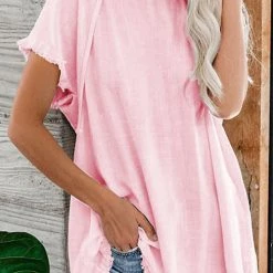 Levency New In Raw Edge O Neck Short Sleeve T Shirt