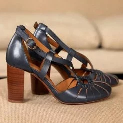 Levency Multi Cross Strap Chunky High Heel Sandals