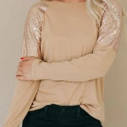 Levency Sequin Shoulder Long Sleeve Top 21 Levency Sequin Shoulder Long Sleeve Top