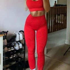 Levency Solid Seamless Bra Leggings Set New In