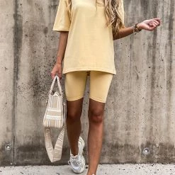 Levency New In Solid Short Sleeve Short Set