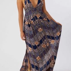 Levency New In Multi Floral Print Halter Maxi Dress