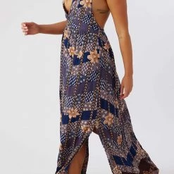 Levency New In Multi Floral Print Halter Maxi Dress
