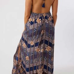 Levency New In Multi Floral Print Halter Maxi Dress