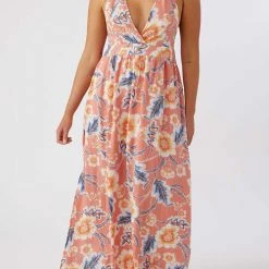 Levency New In Multi Floral Print Halter Maxi Dress