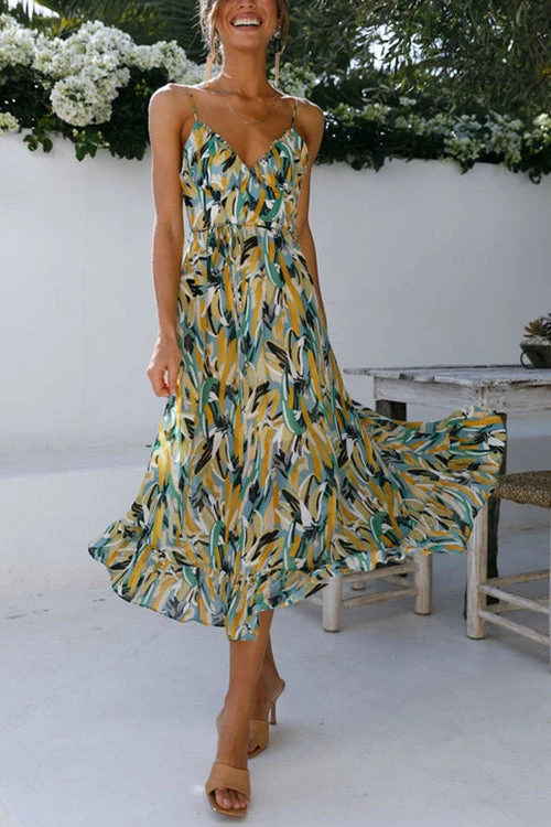 Levency Floral Print Ruffle Hem Slip Dress 8 Levency Floral Print Ruffle Hem Slip Dress