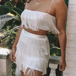 Levency New In Layer Tassels Skirts Set