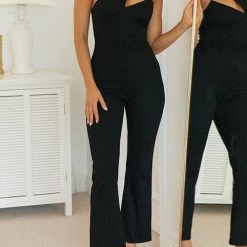 Levency One Shoulder Cross Body Strap Jumpsuits