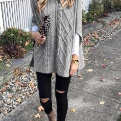 Levency High Neck Cable Knit Poncho New In 11 Levency High Neck Cable Knit Poncho New In