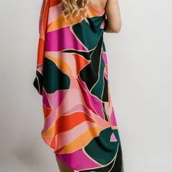 Levency Multi Print Asymmetrical One Shoulder Dress